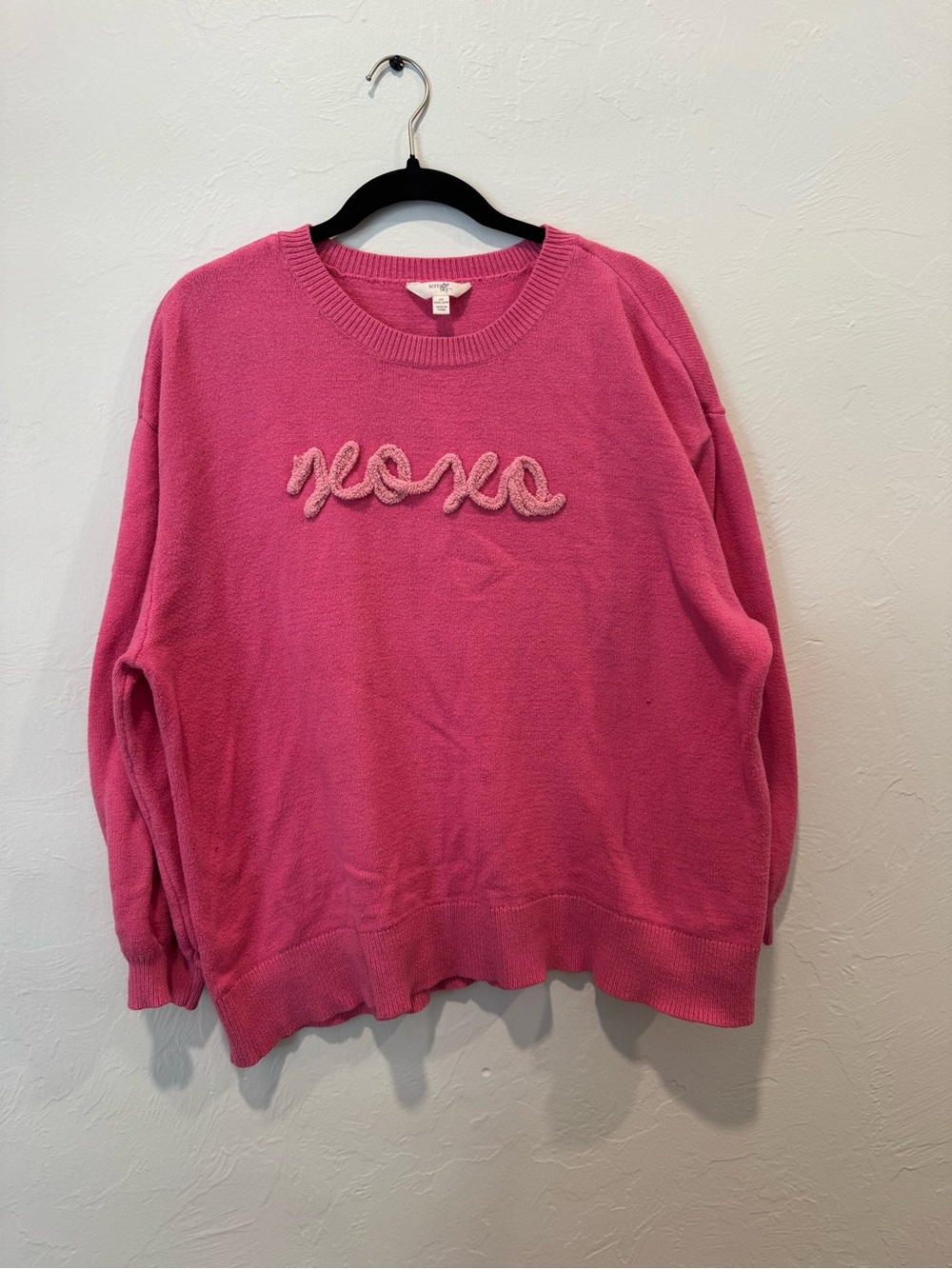 Time and Tru Pink 'XOXO' Crewneck Sweater
